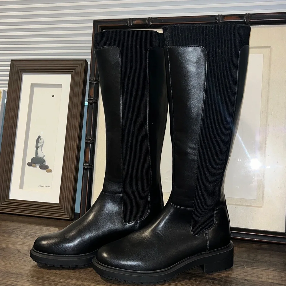 On 34th Women's Tamira Black Stretch Tall Round Toe Riding Boots sz 5 NWOB